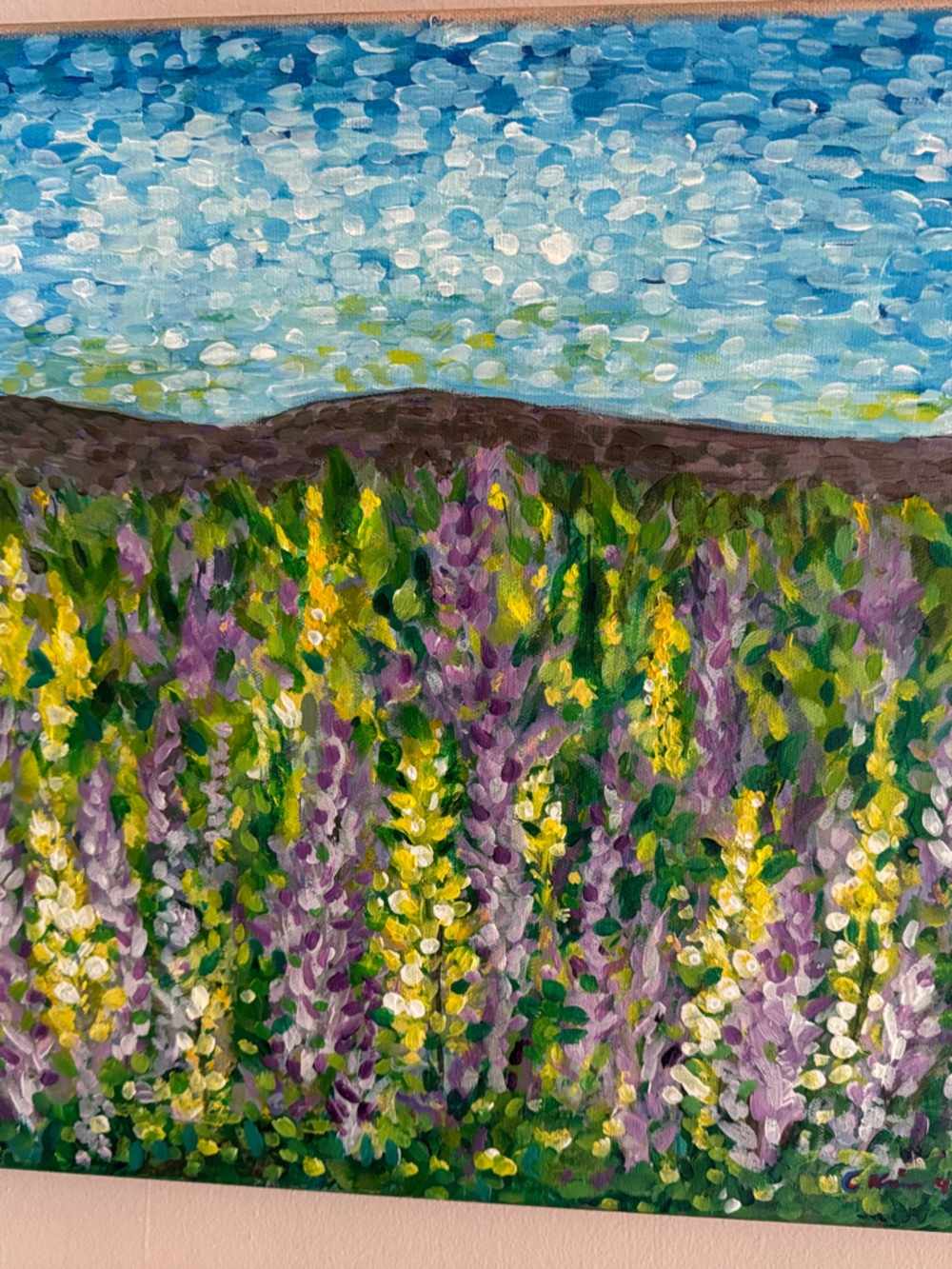Hand-Painted Lavender Garden Canvas Wall Art in Purple & Blue